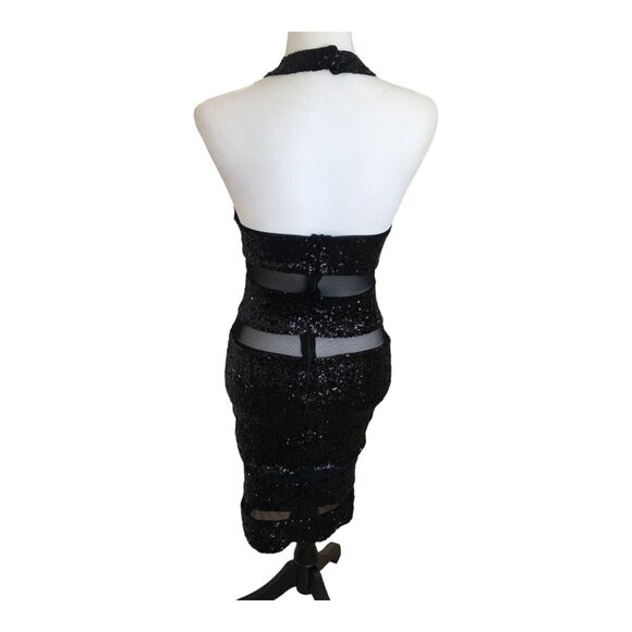 L'Impasse NY Black Sequin and Mesh Sexy Bodycon Party Dress Size S - Picture 4 of 13